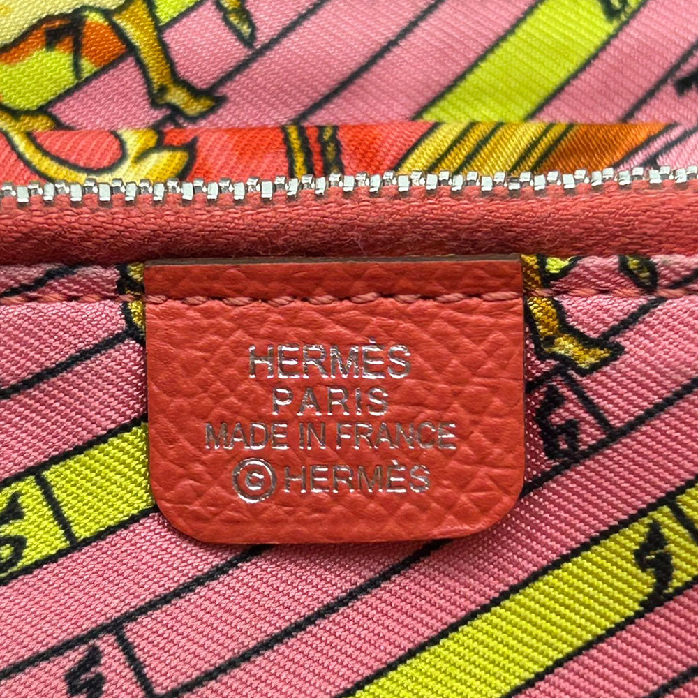 HERMES Long Wallet Purse Epsom Pink type Azap Long Silk Inn Women Used