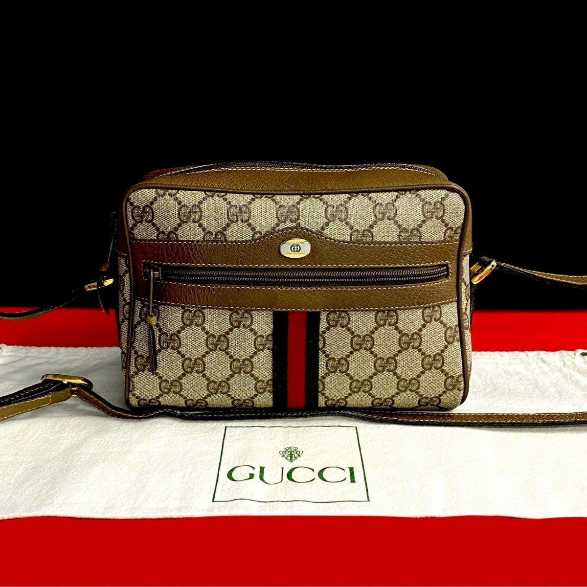 GUCCI Shoulder Bag leather Brown Sherry line