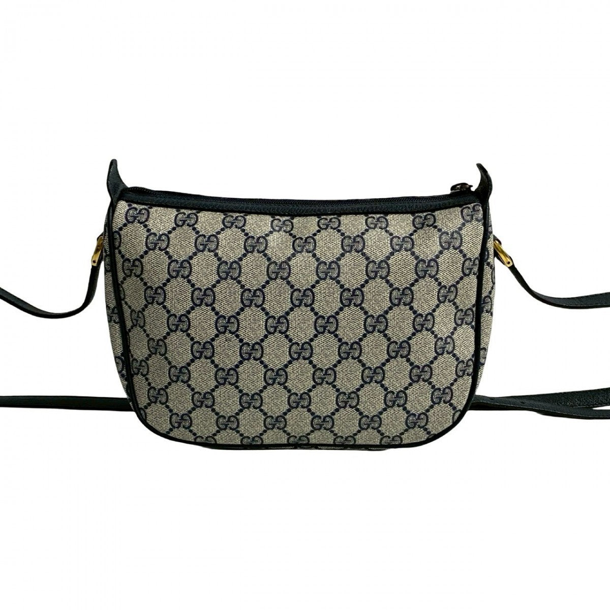 GUCCI Shoulder Bag leather Navy Sherry line