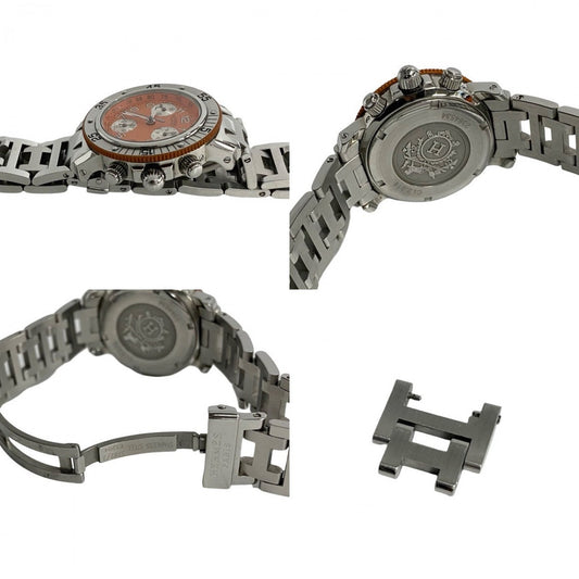 HERMES Watches Quartz CL2.916 Stainless Steel Silver Clipper Diver Chronograph Orange dial