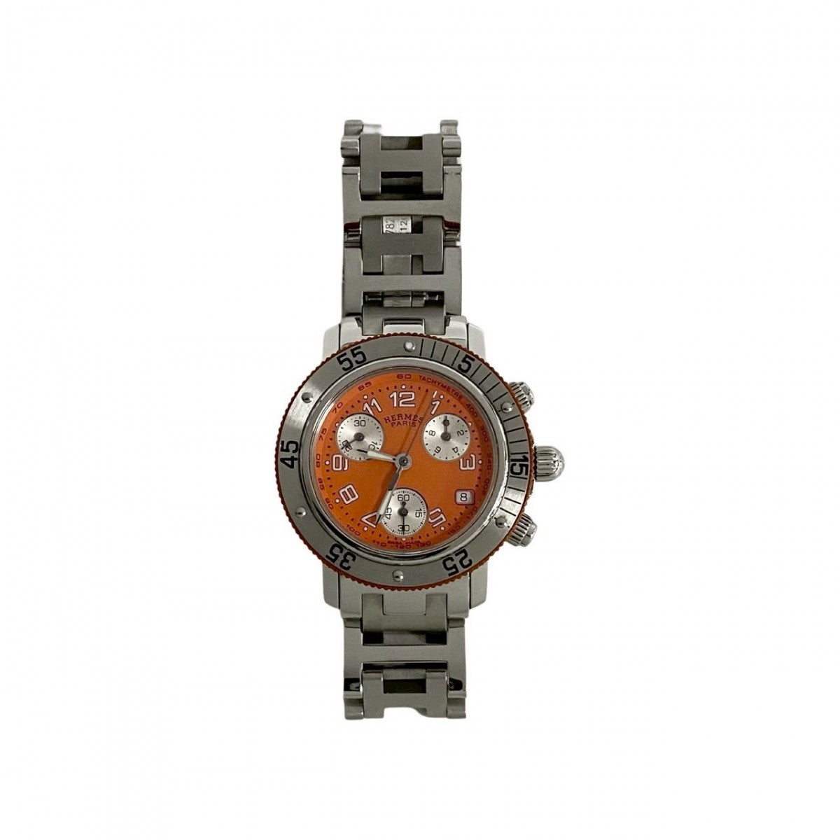 HERMES Watches Quartz CL2.916 Stainless Steel Silver Clipper Diver Chronograph Orange dial
