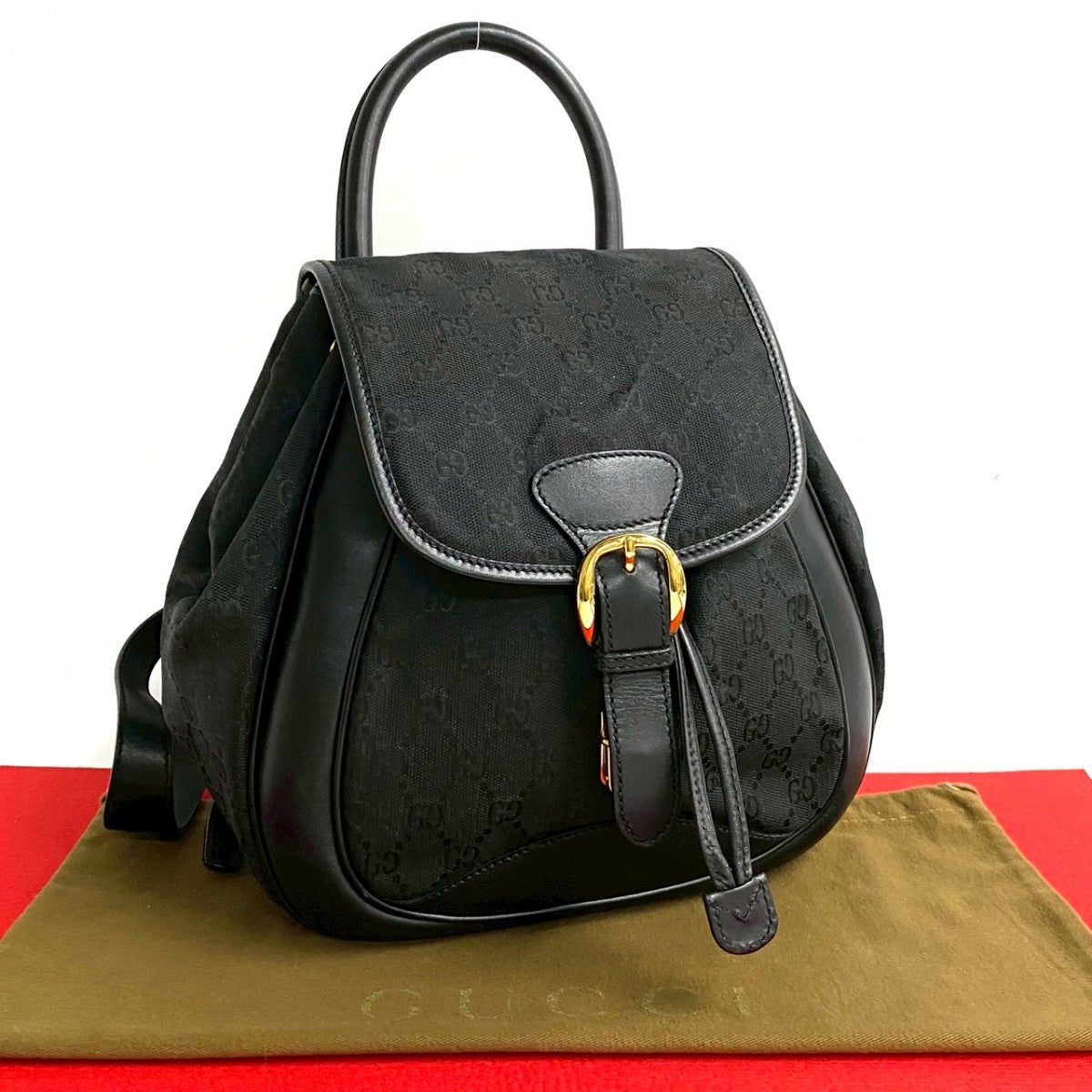 GUCCI Backpack canvas black Old Gucci