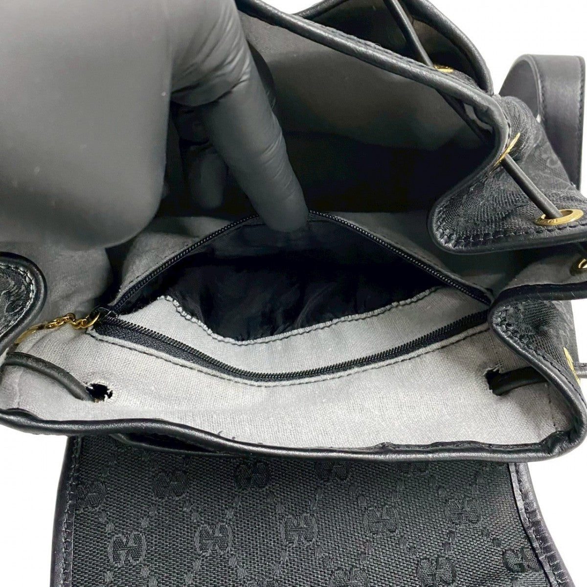 GUCCI Backpack canvas black Old Gucci