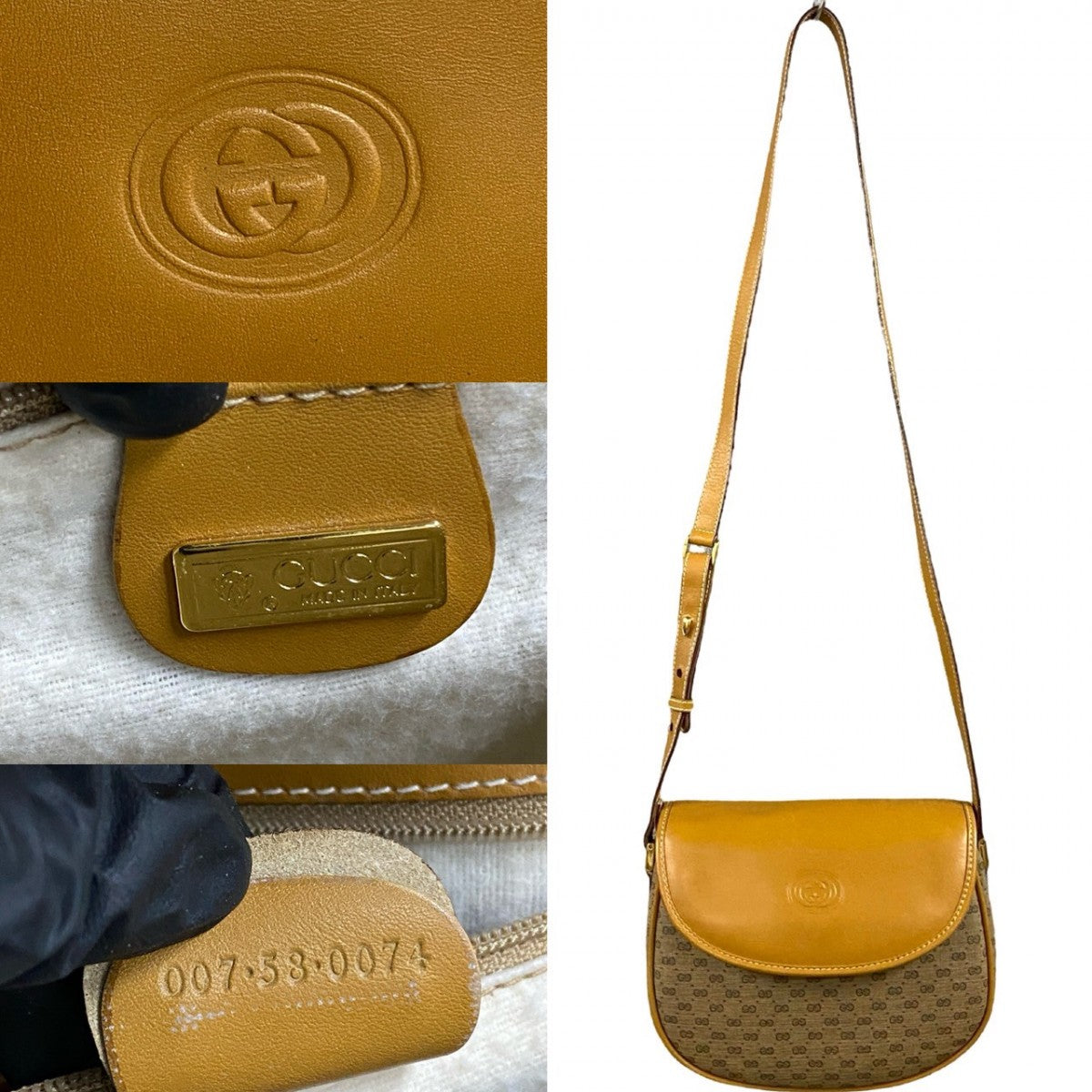 GUCCI Shoulder Bag leather Brown