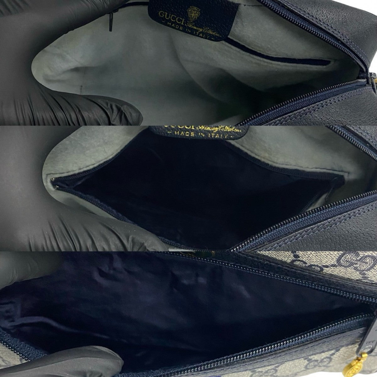 GUCCI Shoulder Bag leather Navy Sherry line