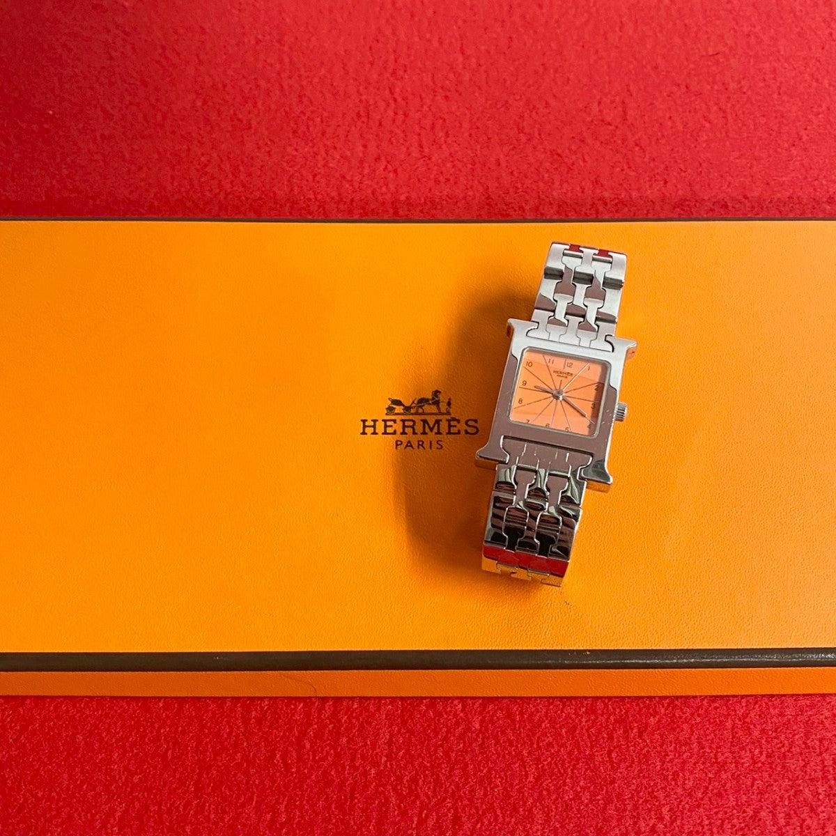 HERMES Watches Quartz HH1.210 Stainless Steel Silver H watch Orange dial