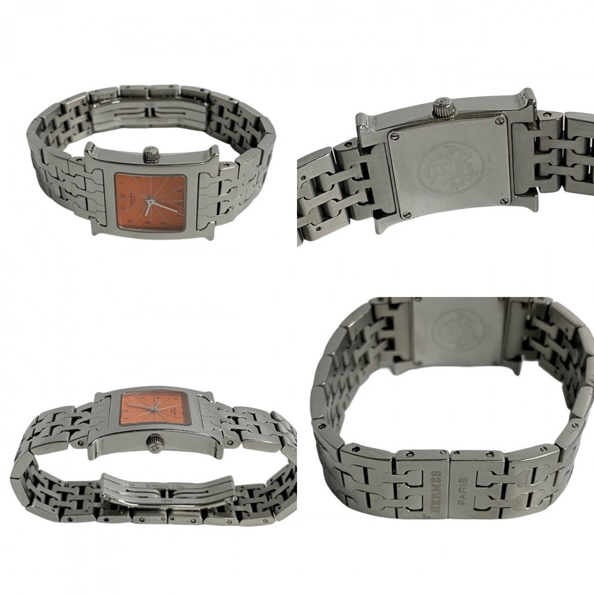 HERMES Watches Quartz HH1.210 Stainless Steel Silver H watch Orange dial