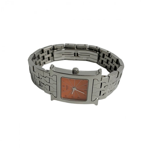 HERMES Watches Quartz HH1.210 Stainless Steel Silver H watch Orange dial