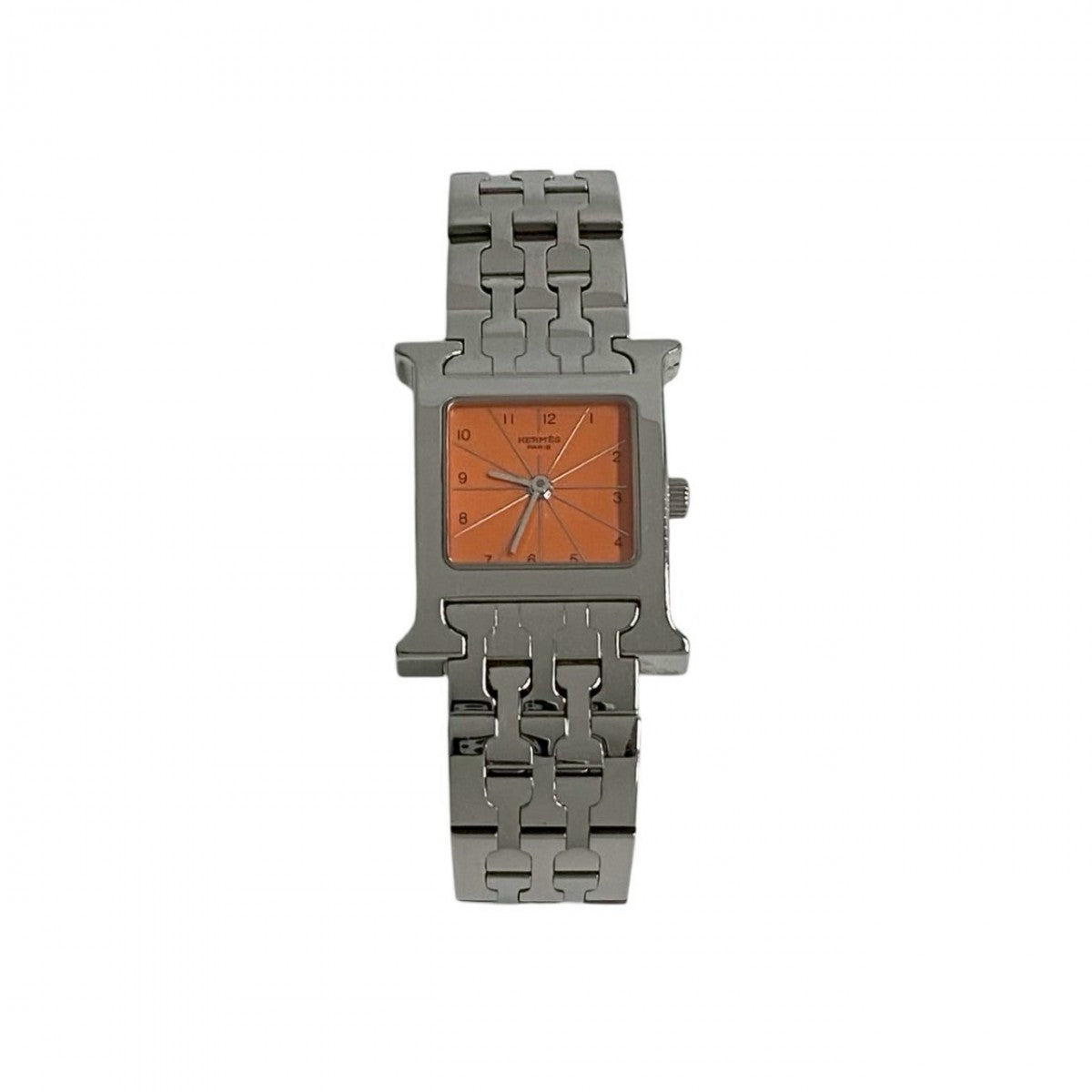 HERMES Watches Quartz HH1.210 Stainless Steel Silver H watch Orange dial