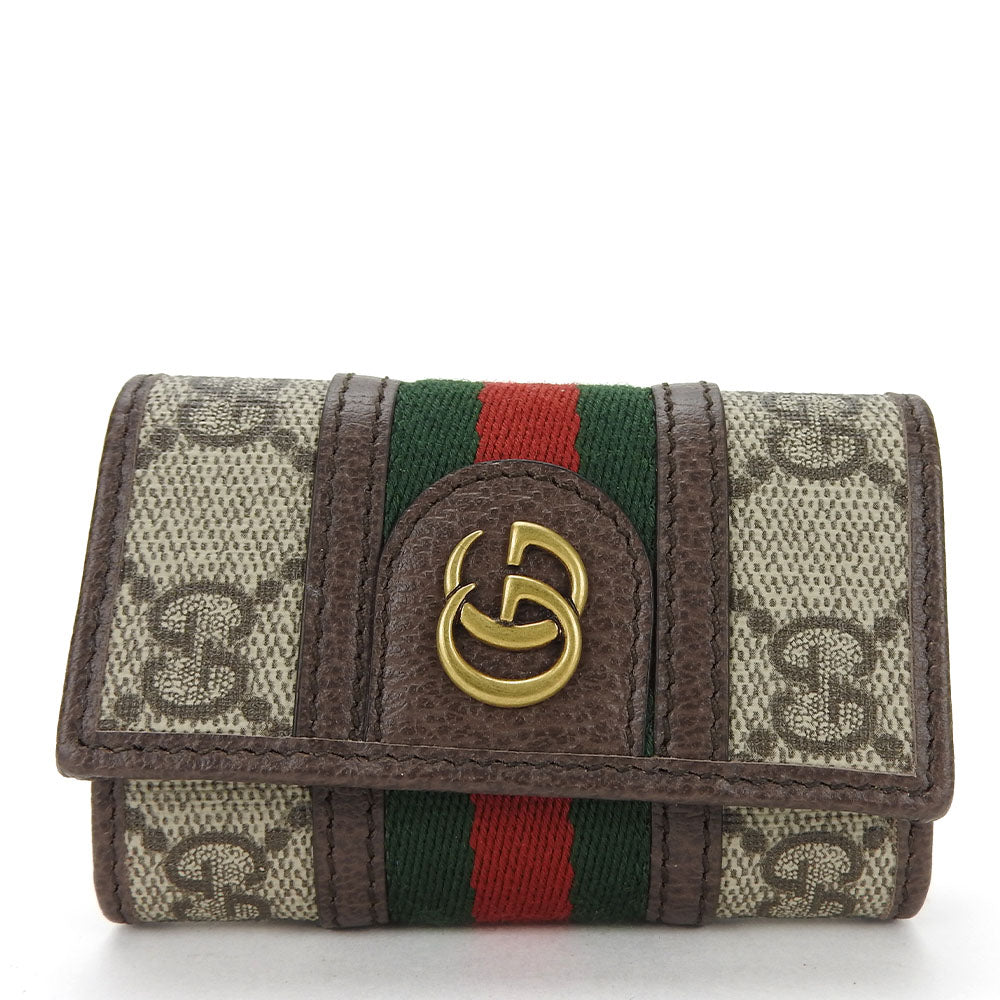 GUCCI Key case Key holder  603732 GG Supreme canvas, leather beige Off deer unisex(Unisex) Used
