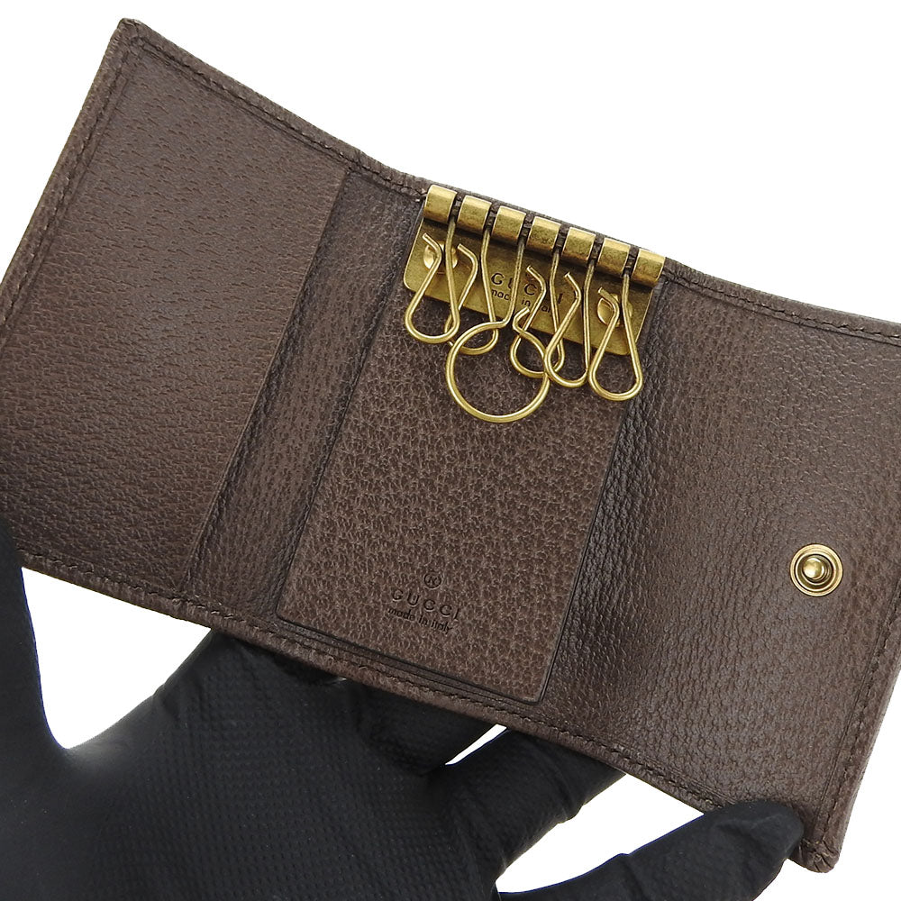 GUCCI Key case Key holder  603732 GG Supreme canvas, leather beige Off deer unisex(Unisex) Used