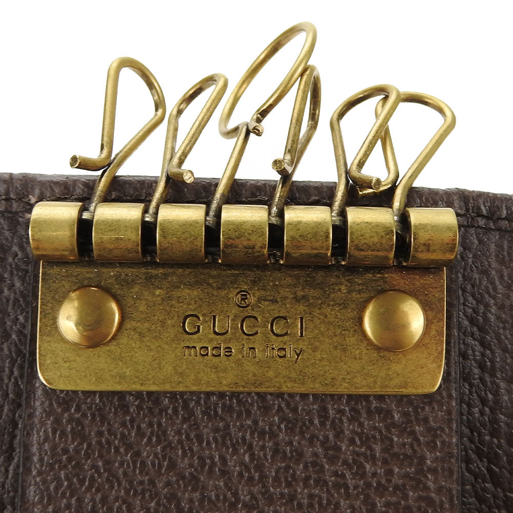 GUCCI Key case Key holder  603732 GG Supreme canvas, leather beige Off deer unisex(Unisex) Used