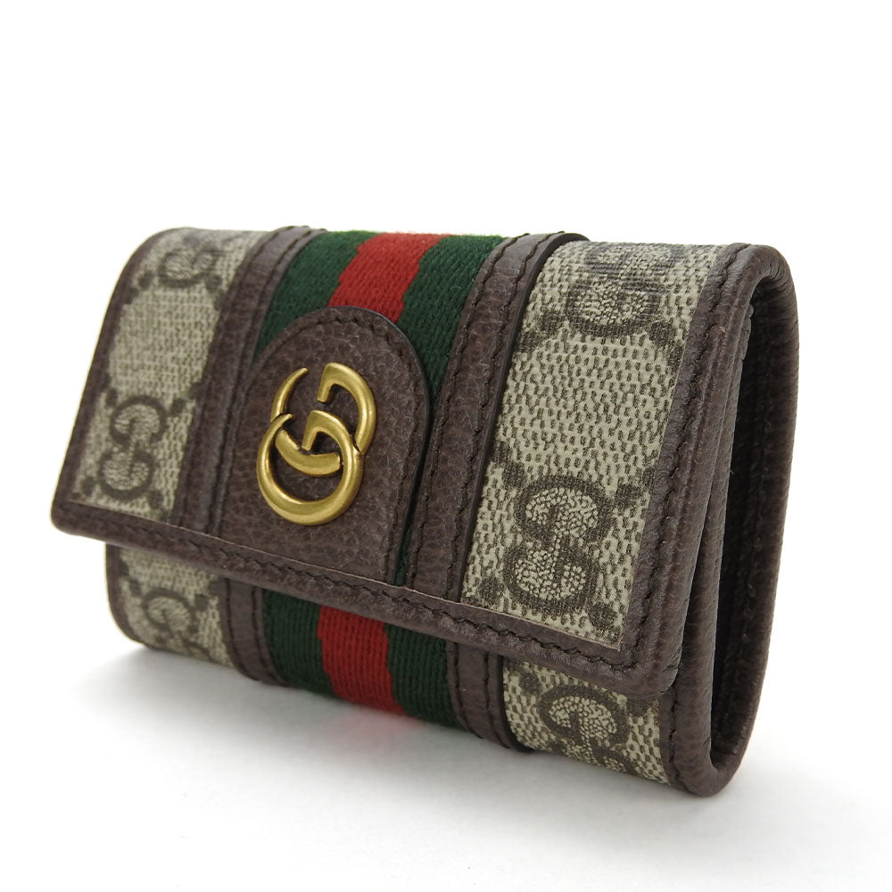 GUCCI Key case Key holder  603732 GG Supreme canvas, leather beige Off deer unisex(Unisex) Used