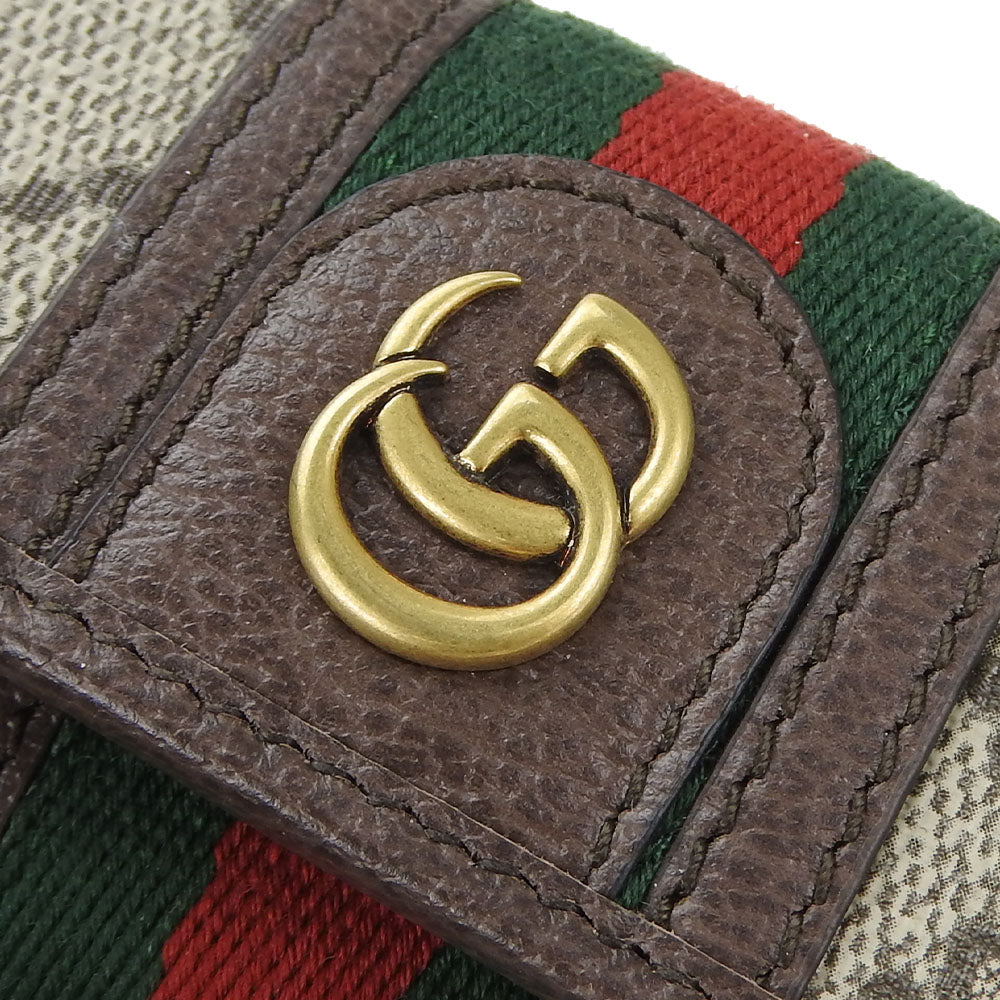 GUCCI Key case Key holder  603732 GG Supreme canvas, leather beige Off deer unisex(Unisex) Used