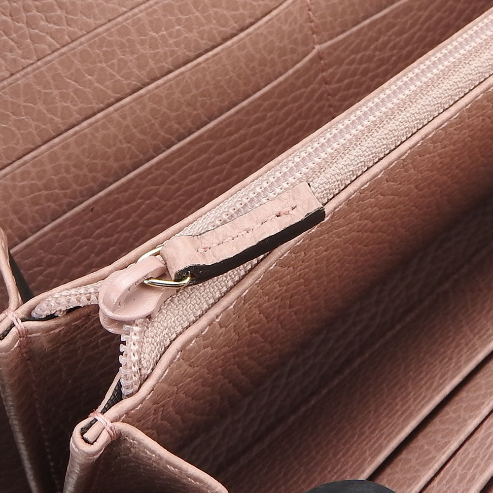 GUCCI Long Wallet Purse 449347 leather pink Interlocking Women Used