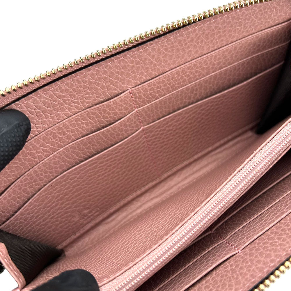GUCCI Long Wallet Purse 449347 leather pink Interlocking Women Used
