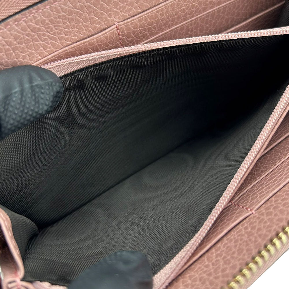 GUCCI Long Wallet Purse 449347 leather pink Interlocking Women Used