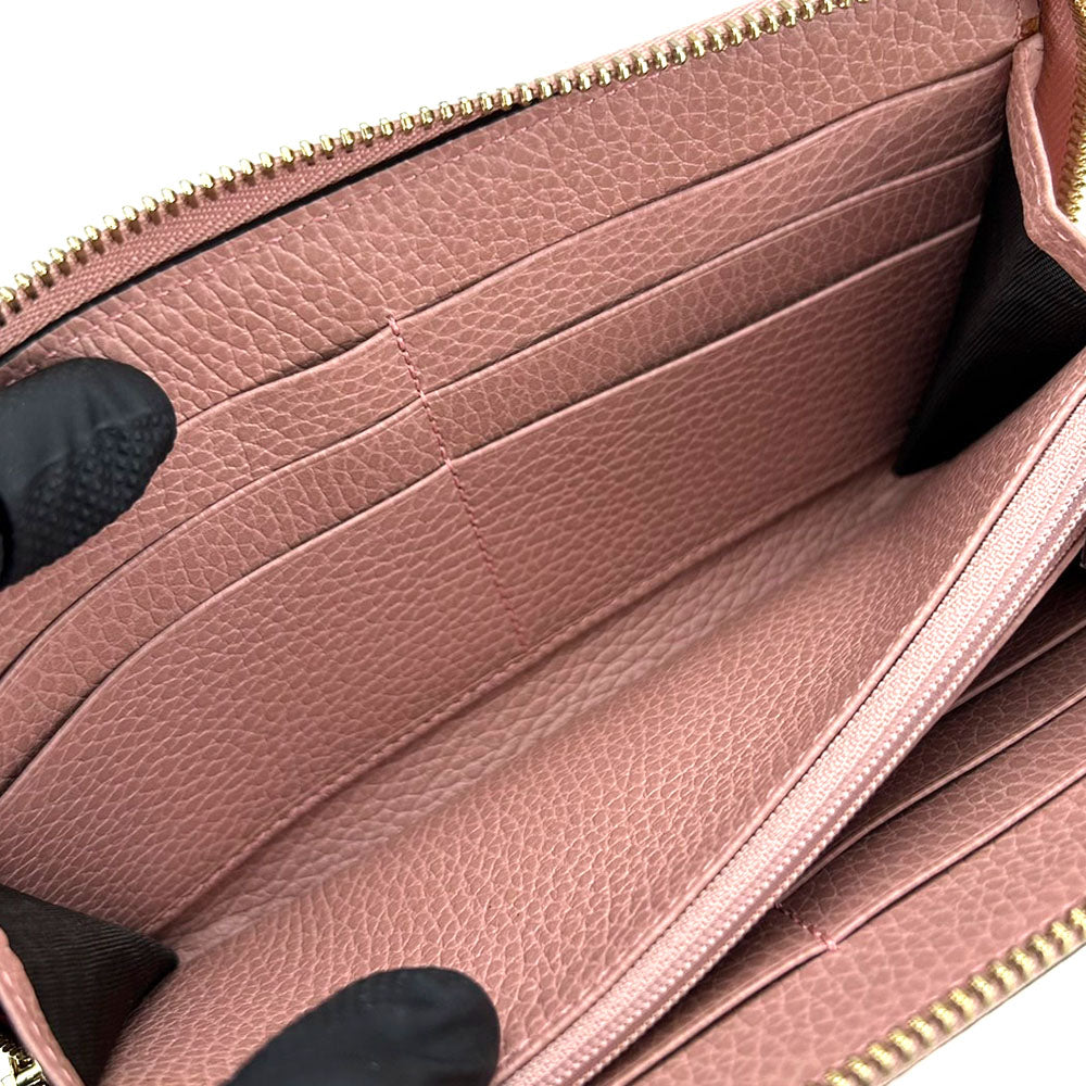 GUCCI Long Wallet Purse 449347 leather pink Interlocking Women Used