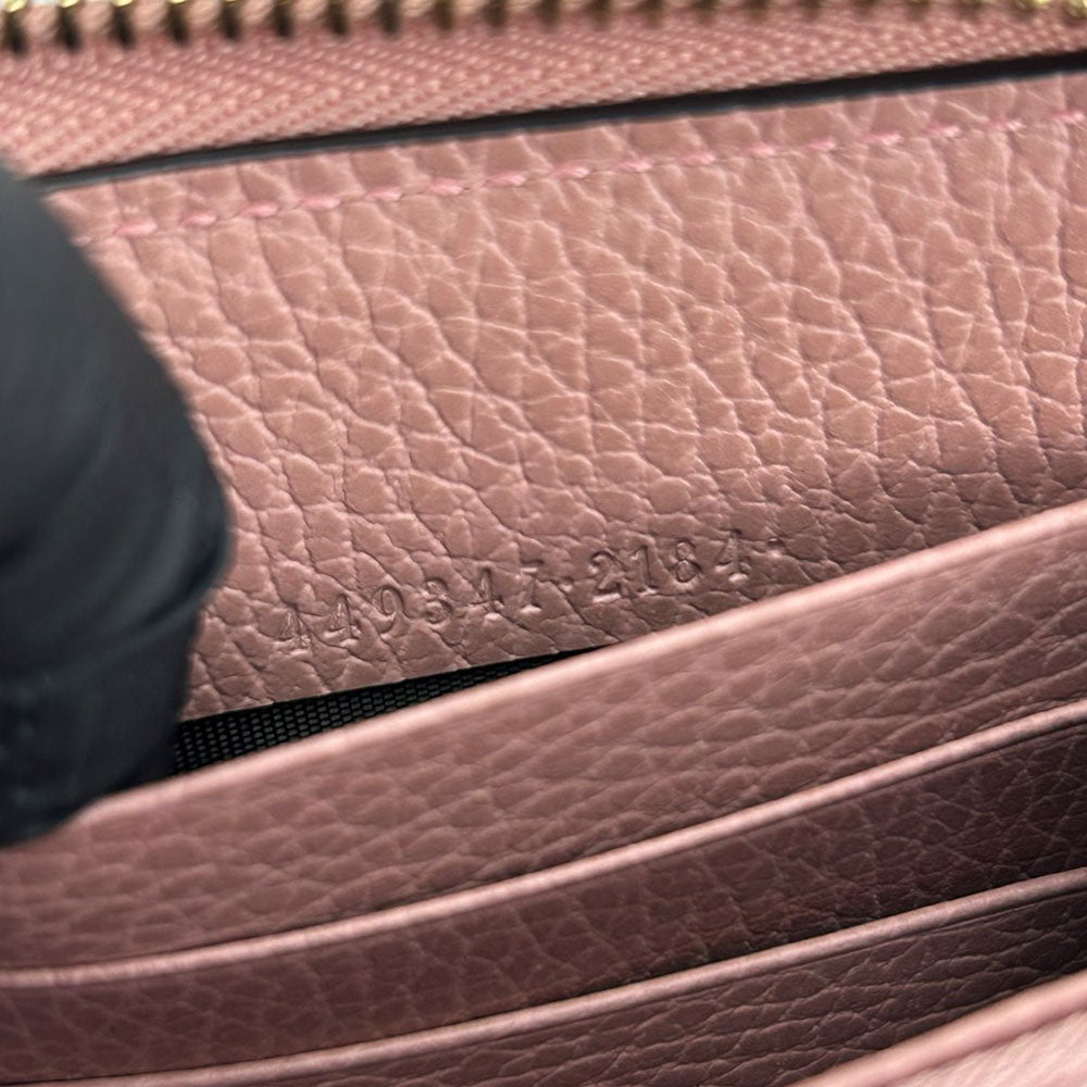 GUCCI Long Wallet Purse 449347 leather pink Interlocking Women Used