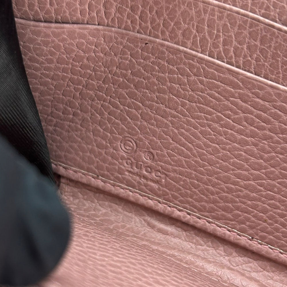 GUCCI Long Wallet Purse 449347 leather pink Interlocking Women Used