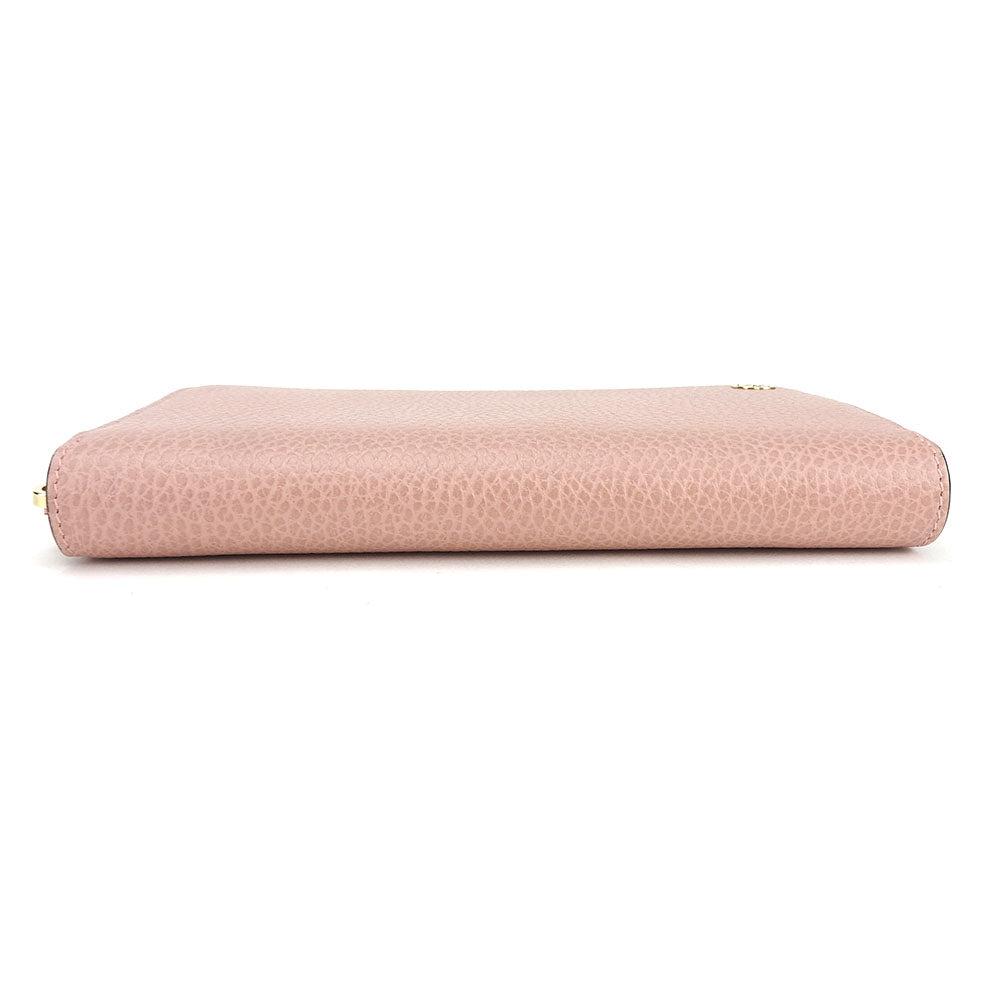 GUCCI Long Wallet Purse 449347 leather pink Interlocking Women Used