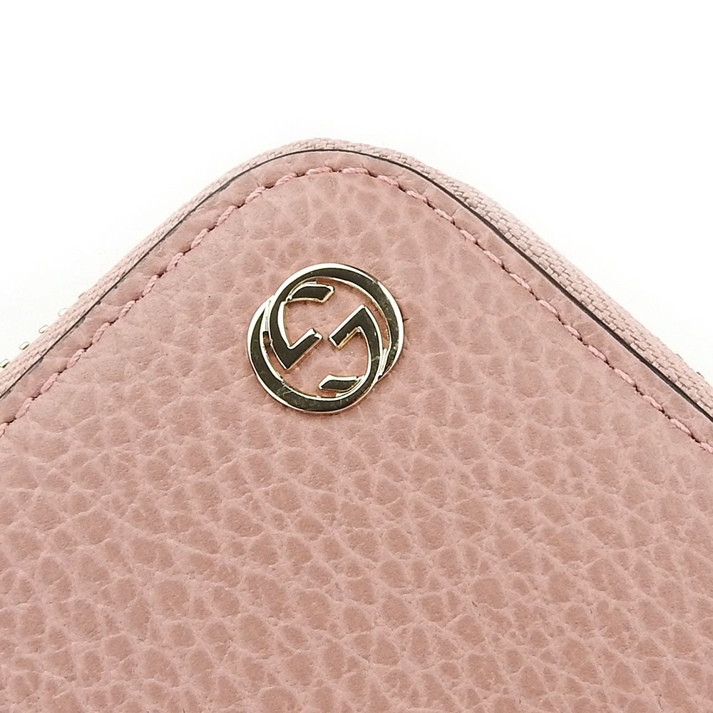 GUCCI Long Wallet Purse 449347 leather pink Interlocking Women Used