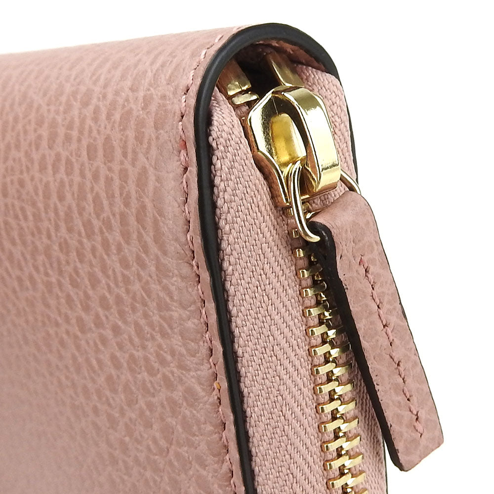 GUCCI Long Wallet Purse 449347 leather pink Interlocking Women Used
