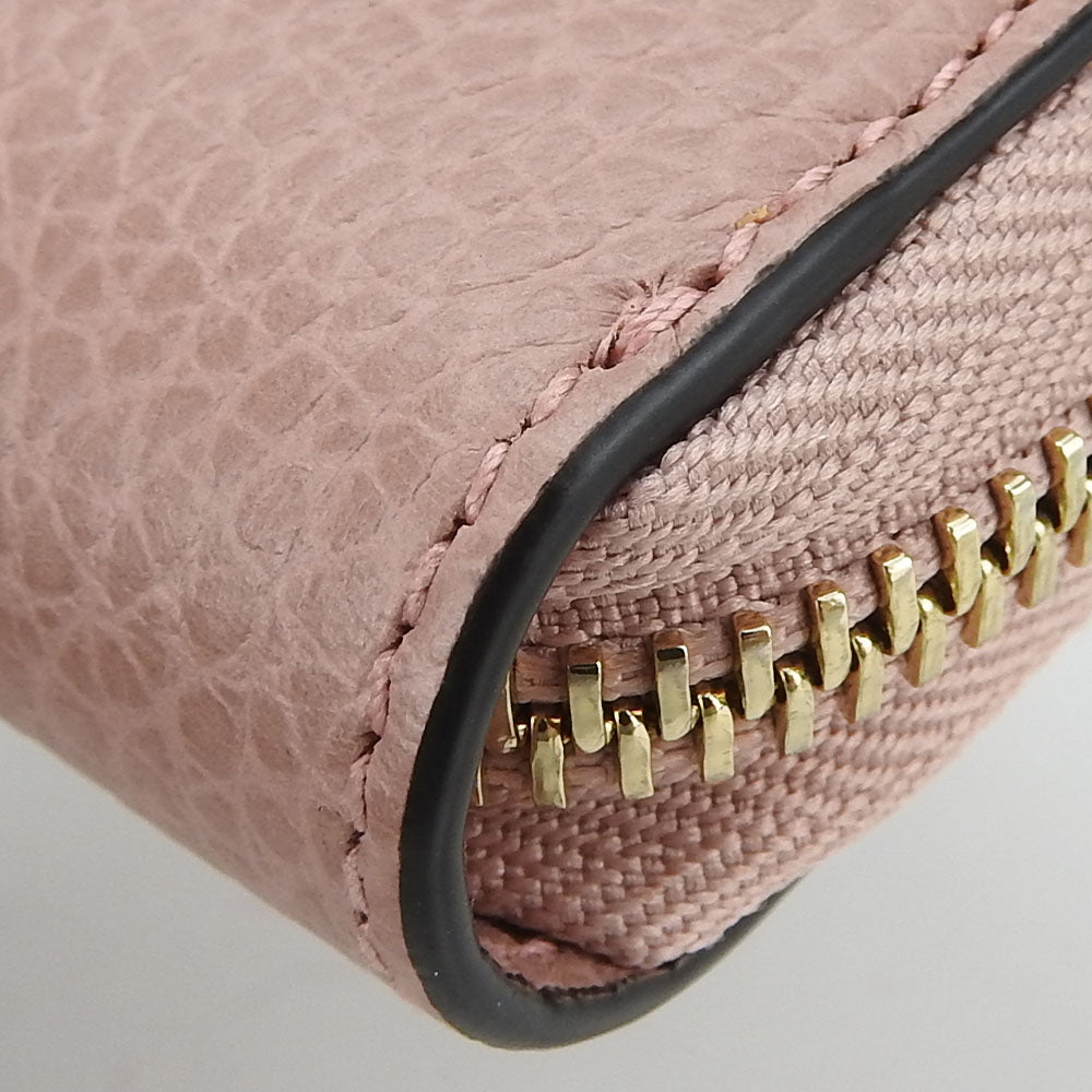 GUCCI Long Wallet Purse 449347 leather pink Interlocking Women Used