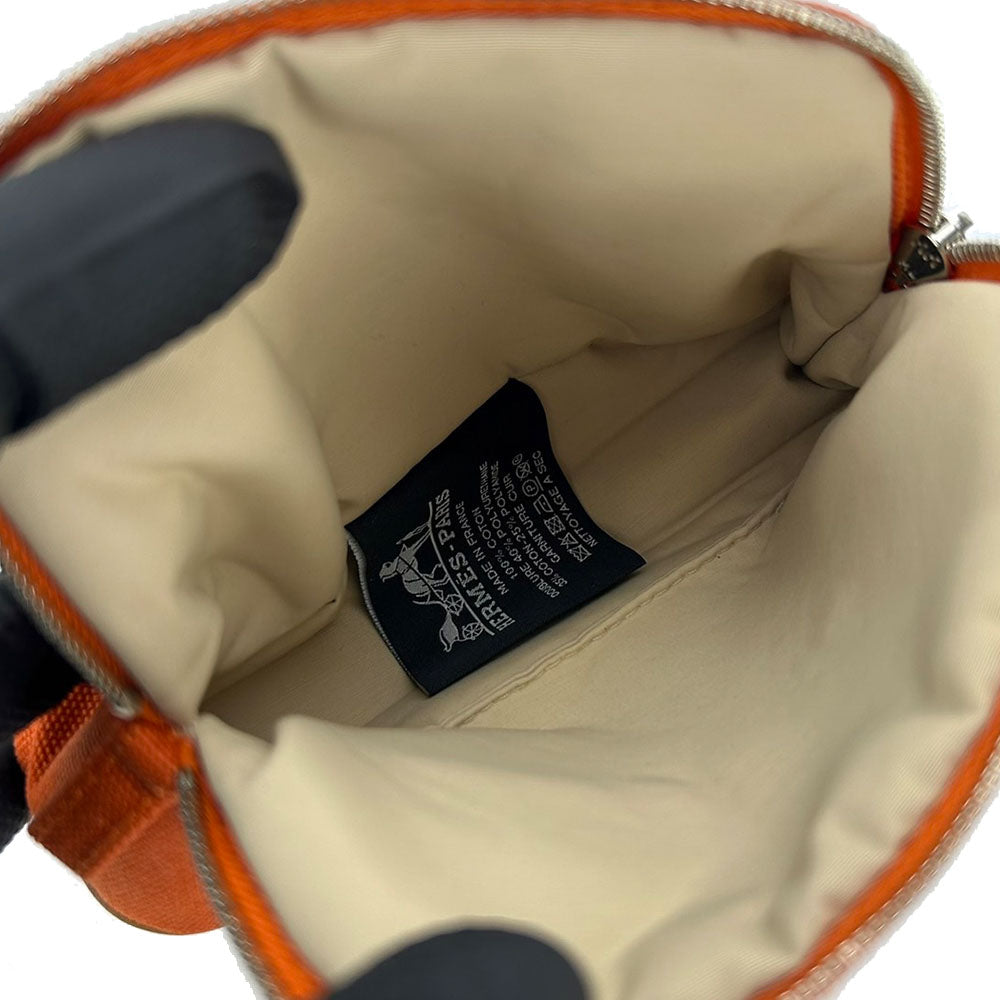 HERMES Pouch cotton ORANGE FEU Bolide Mini Mini Women Used