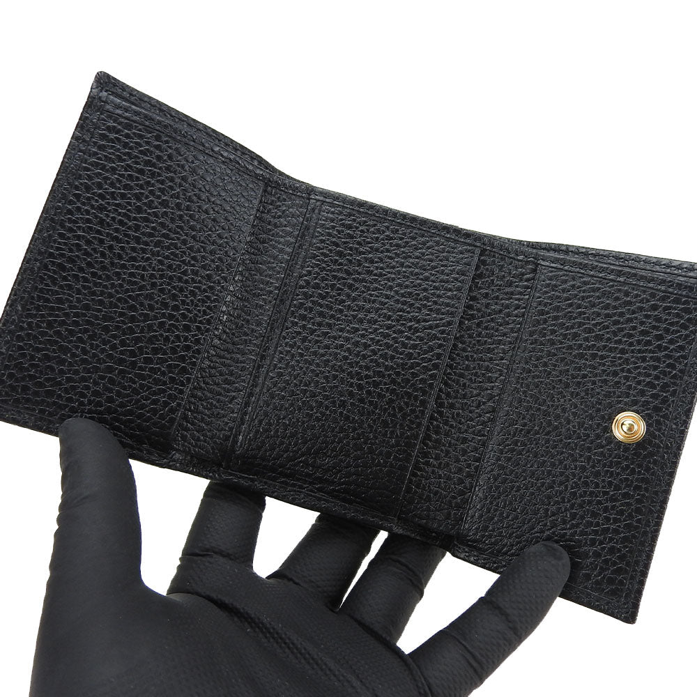 GUCCI Tri-fold wallet 644407 leather black GG Marmont unisex(Unisex) Used