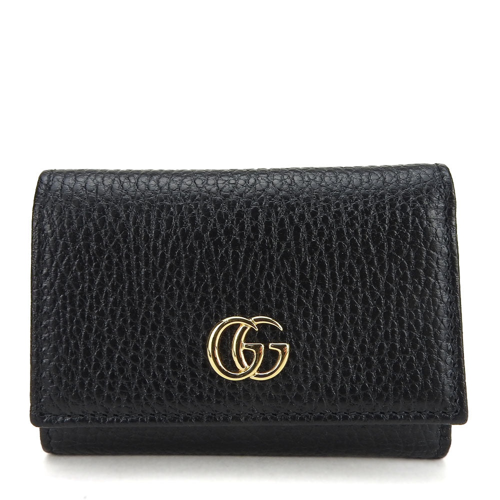 GUCCI Tri-fold wallet 644407 leather black GG Marmont unisex(Unisex) Used