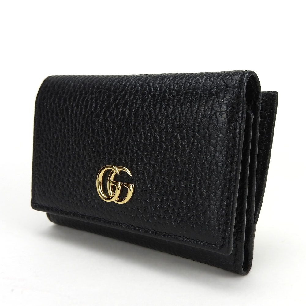 GUCCI Tri-fold wallet 644407 leather black GG Marmont unisex(Unisex) Used