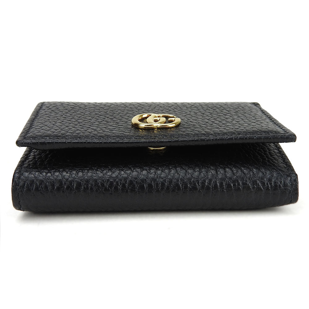 GUCCI Tri-fold wallet 644407 leather black GG Marmont unisex(Unisex) Used