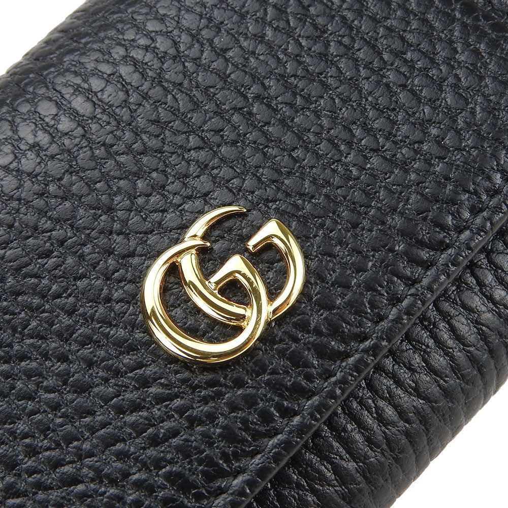 GUCCI Tri-fold wallet 644407 leather black GG Marmont unisex(Unisex) Used