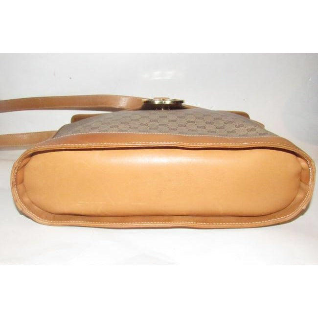 Gucci Brown Micro Guccissima Print Leather Bucket Bag W Red Green Striped Sides