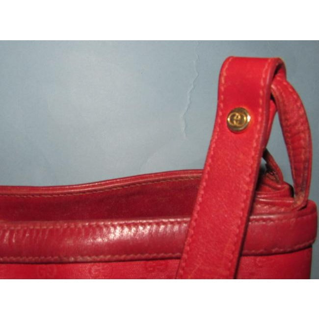 Gucci Vintage Red Small G Logo Coated Canvas And Leather Satchel
