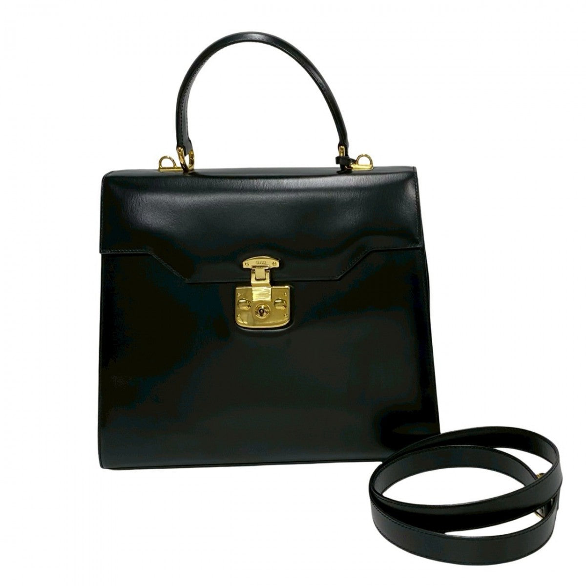 GUCCI Shoulder Bag Calfskin black Ready lock