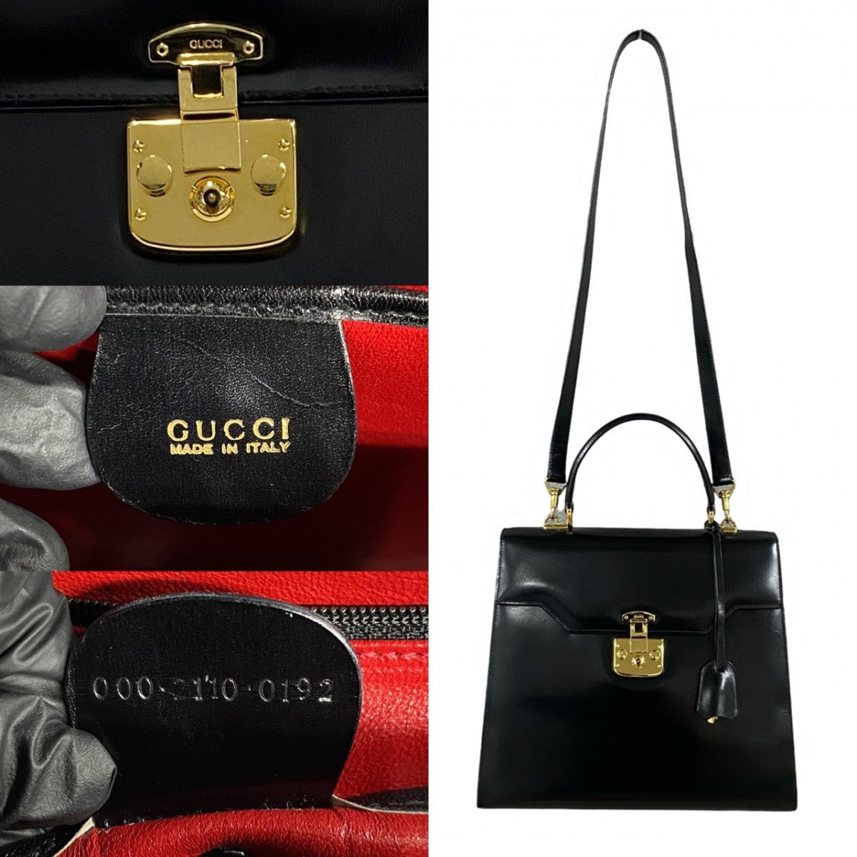 GUCCI Shoulder Bag Calfskin black Ready lock