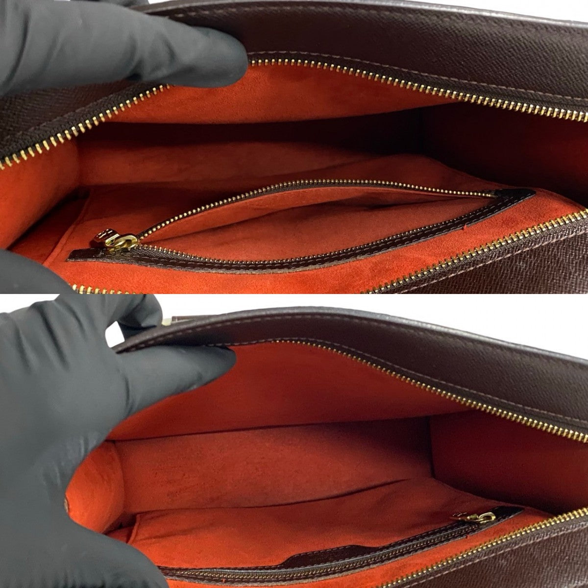 LOUIS VUITTON Handbag leather Brown Damier Venice PM