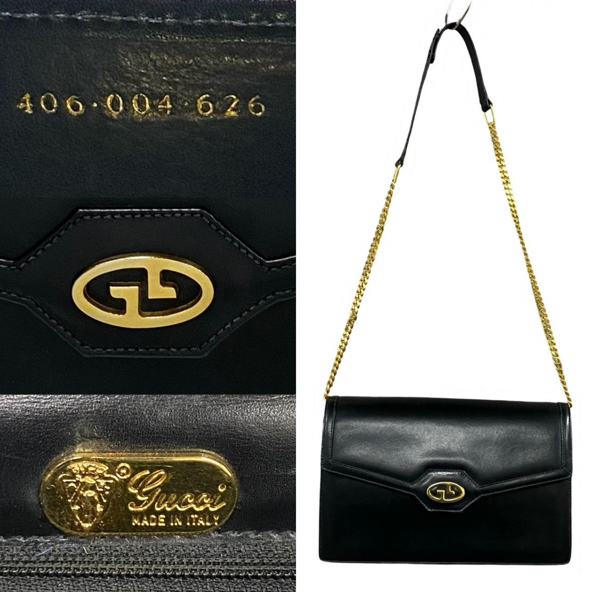 GUCCI Shoulder Bag Calfskin black