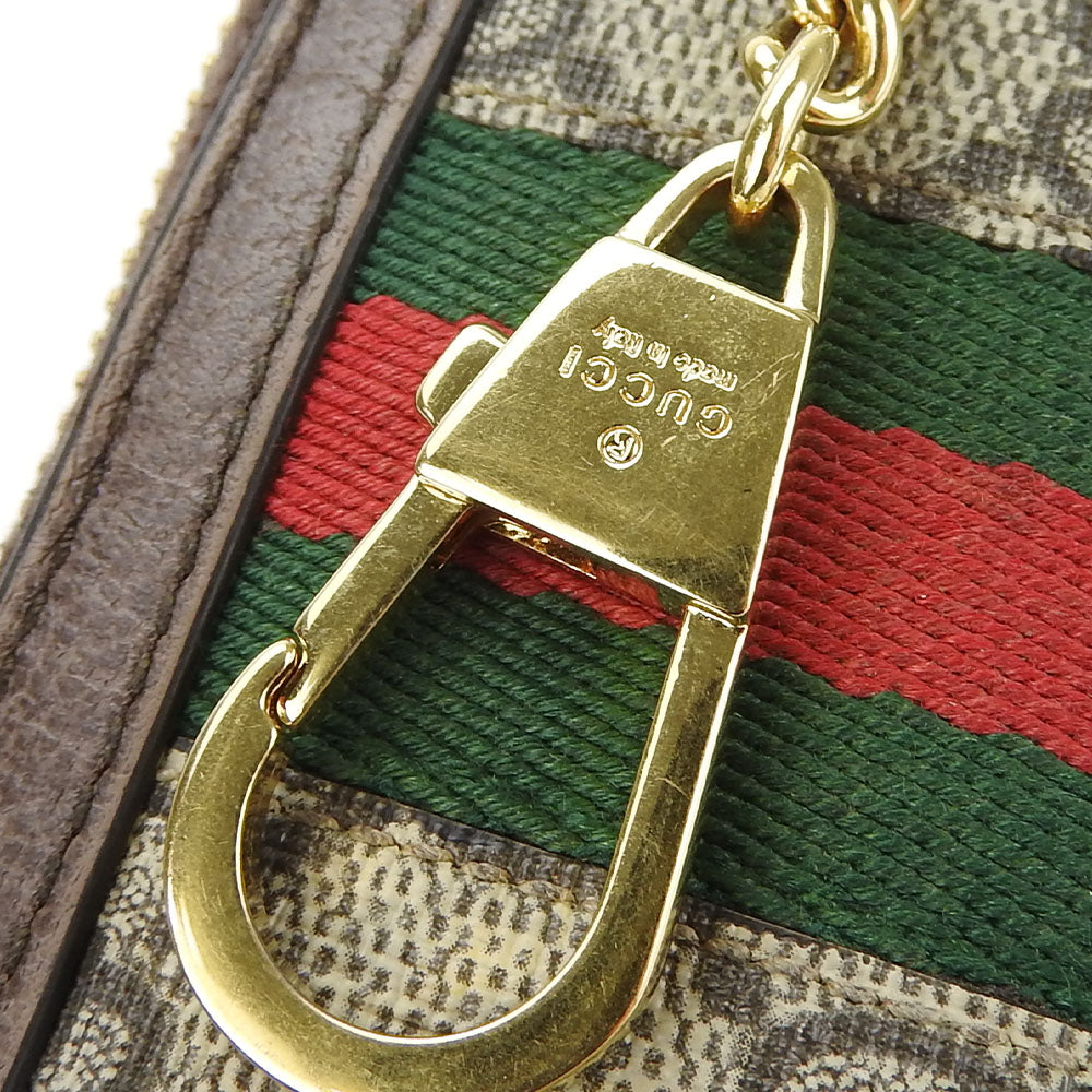 GUCCI Key case Key holder  523157 GG Supreme canvas, leather beige Sherry line Off deer unisex(Unisex) Used