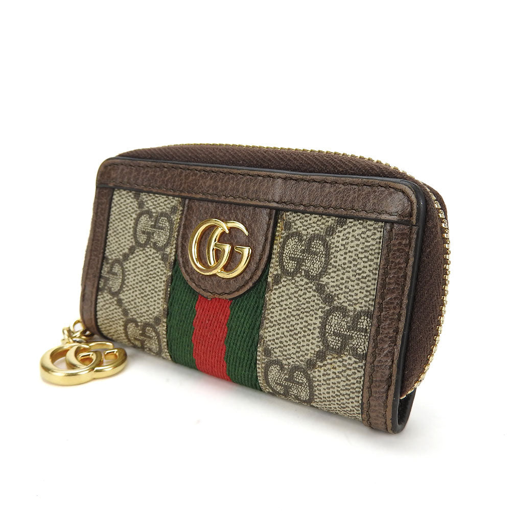 GUCCI Key case Key holder  523157 GG Supreme canvas, leather beige Sherry line Off deer unisex(Unisex) Used