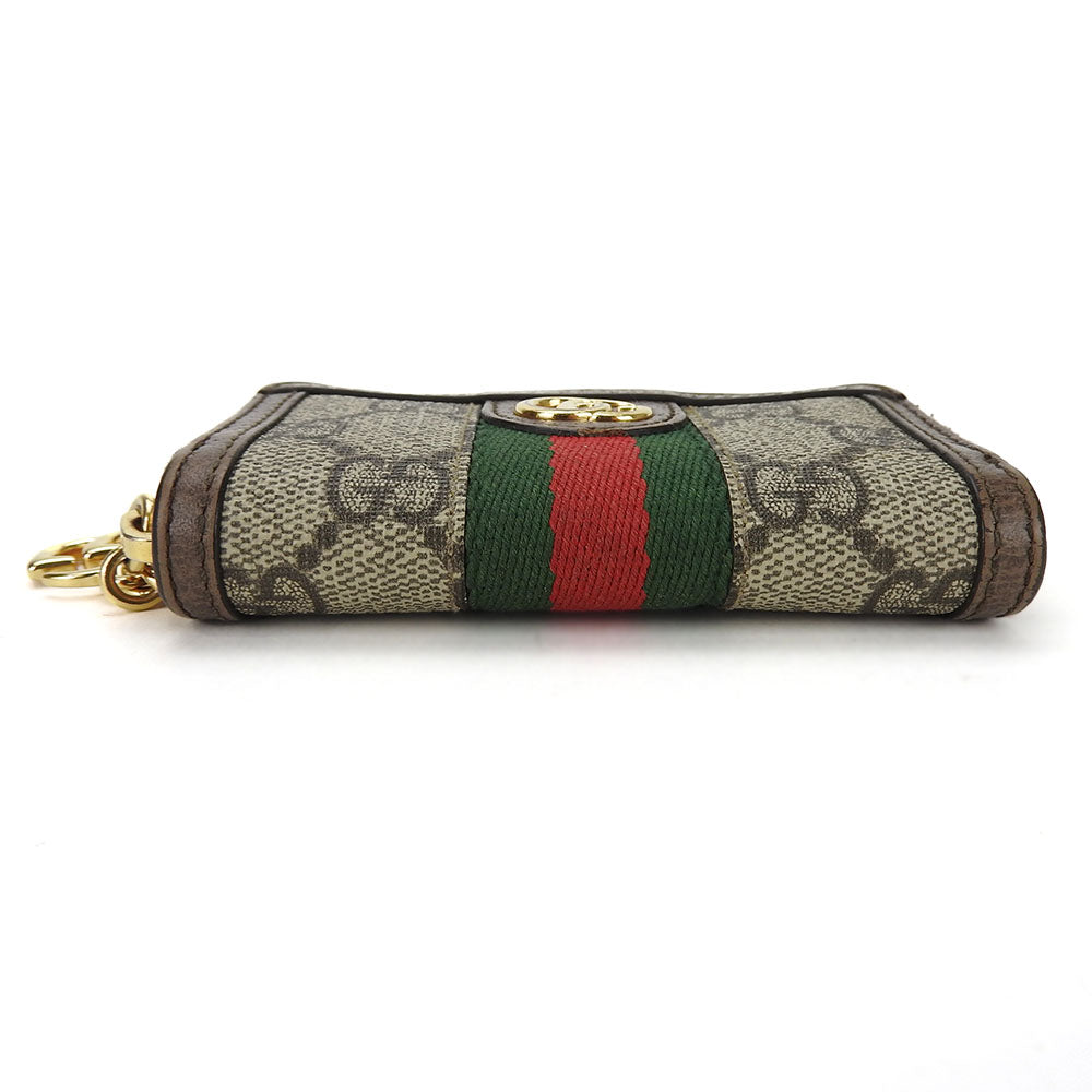 GUCCI Key case Key holder  523157 GG Supreme canvas, leather beige Sherry line Off deer unisex(Unisex) Used