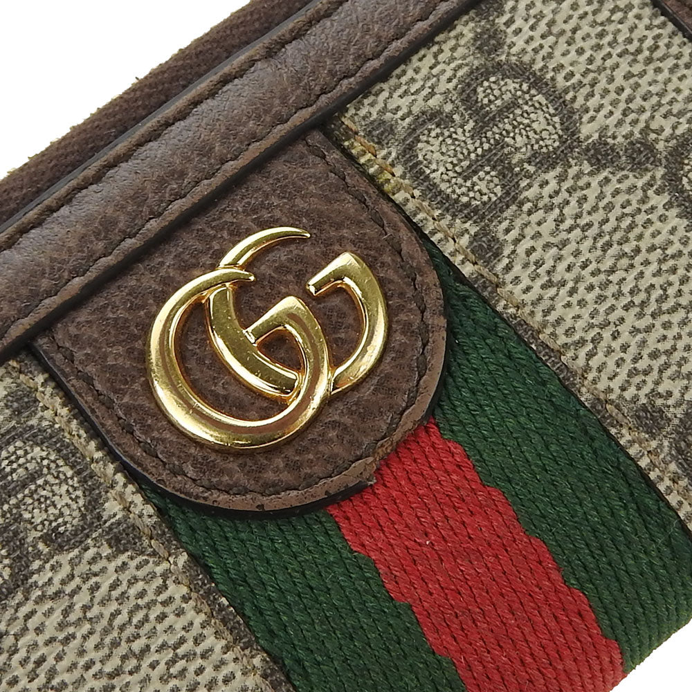 GUCCI Key case Key holder  523157 GG Supreme canvas, leather beige Sherry line Off deer unisex(Unisex) Used