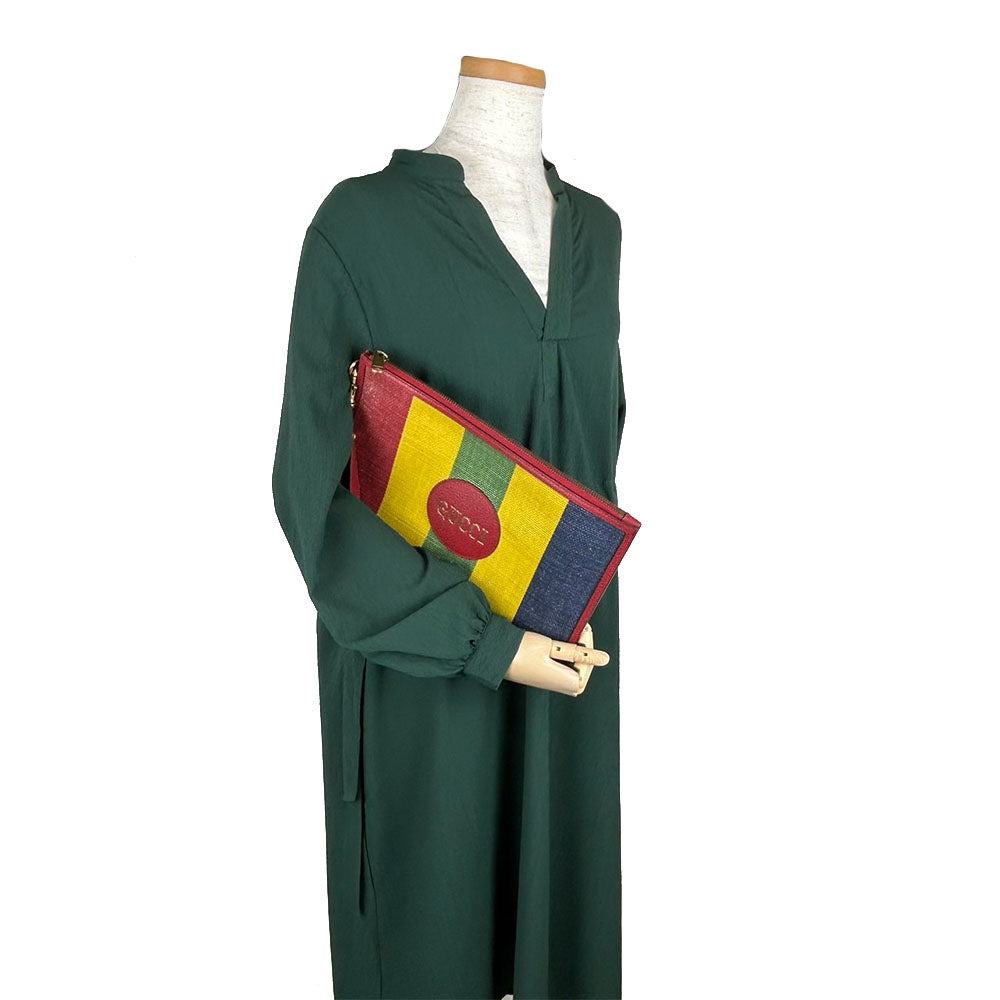GUCCI Clutch bag 625602 Canvas, Leather multicolor Baiadera unisex(Unisex) Used