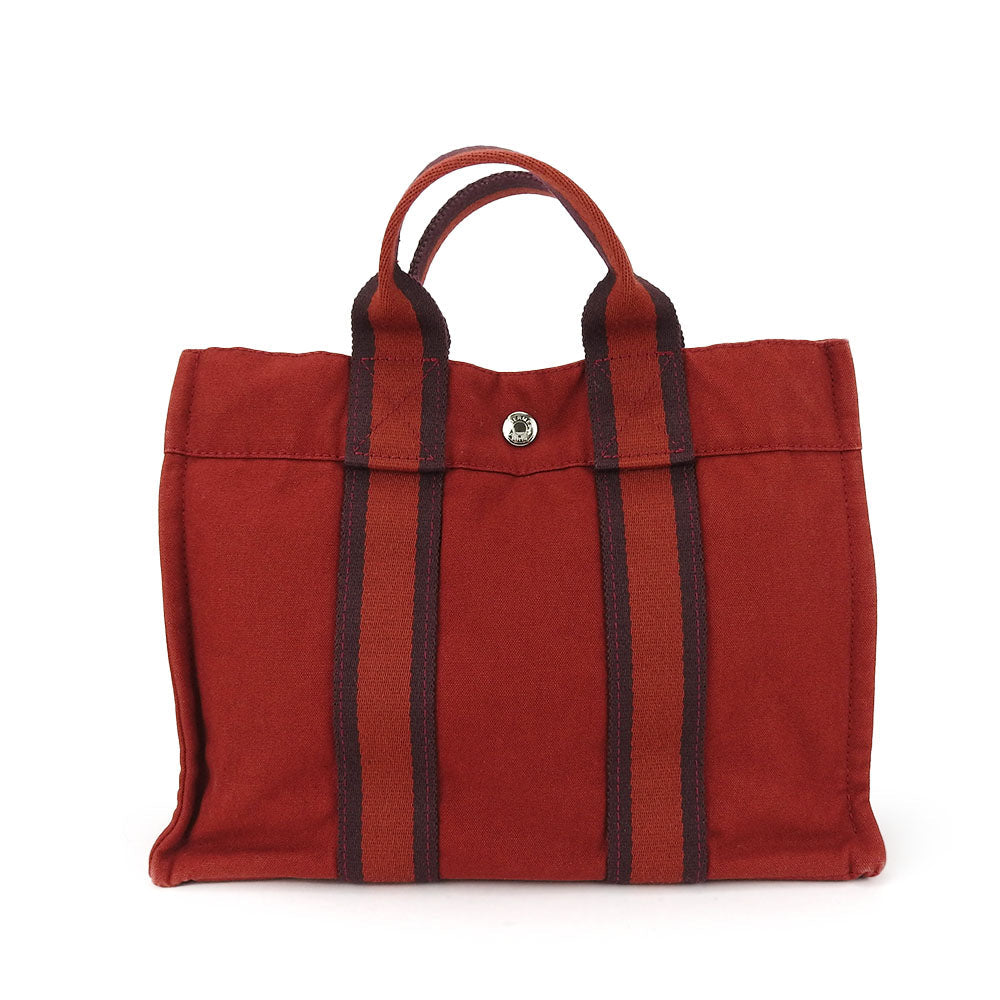 HERMES Handbag canvas Red Fool ToePM unisex(Unisex) Used