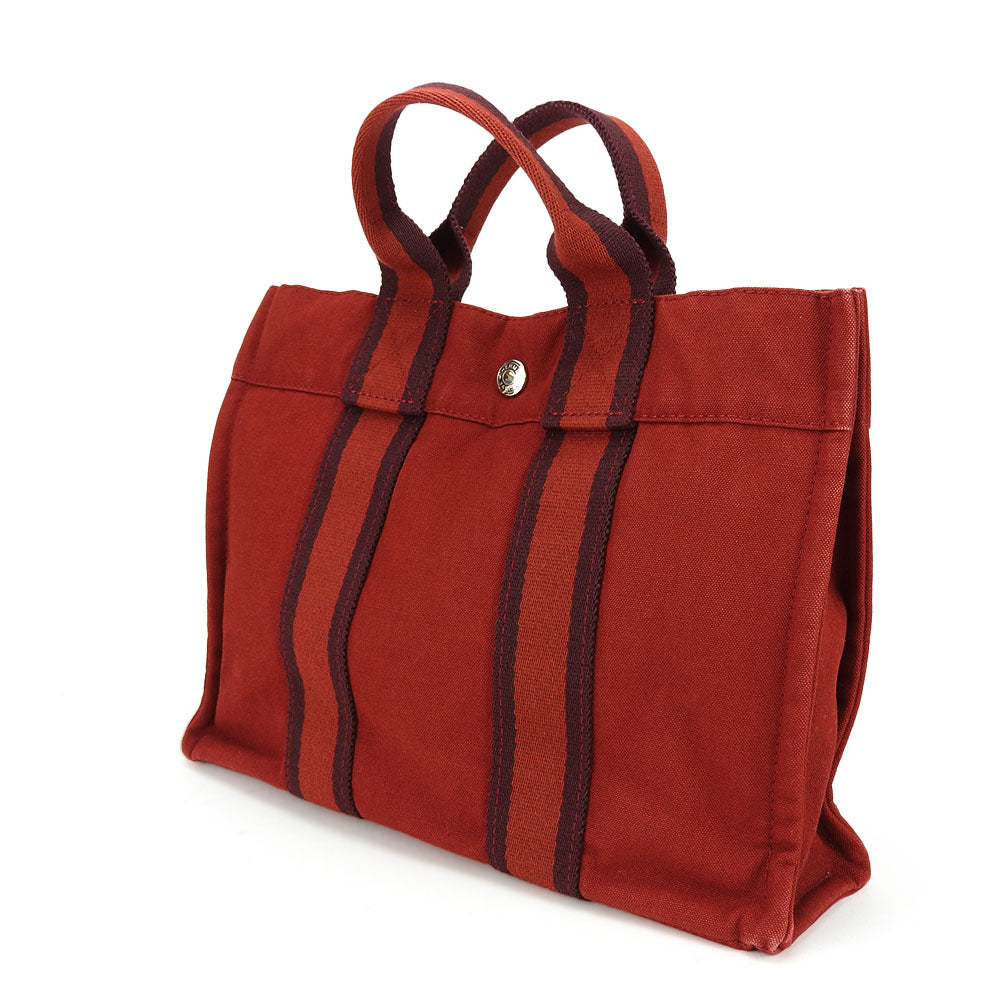 HERMES Handbag canvas Red Fool ToePM unisex(Unisex) Used