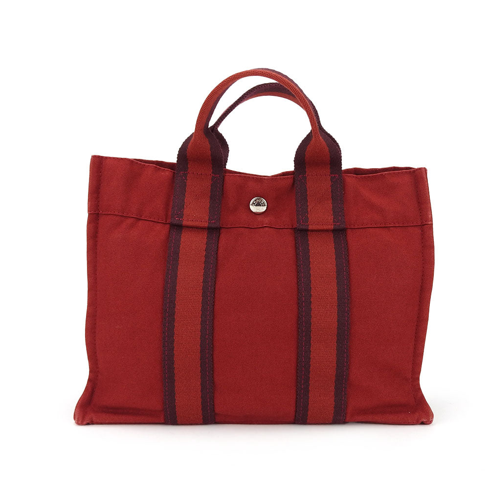 HERMES Handbag canvas Red Fool ToePM unisex(Unisex) Used