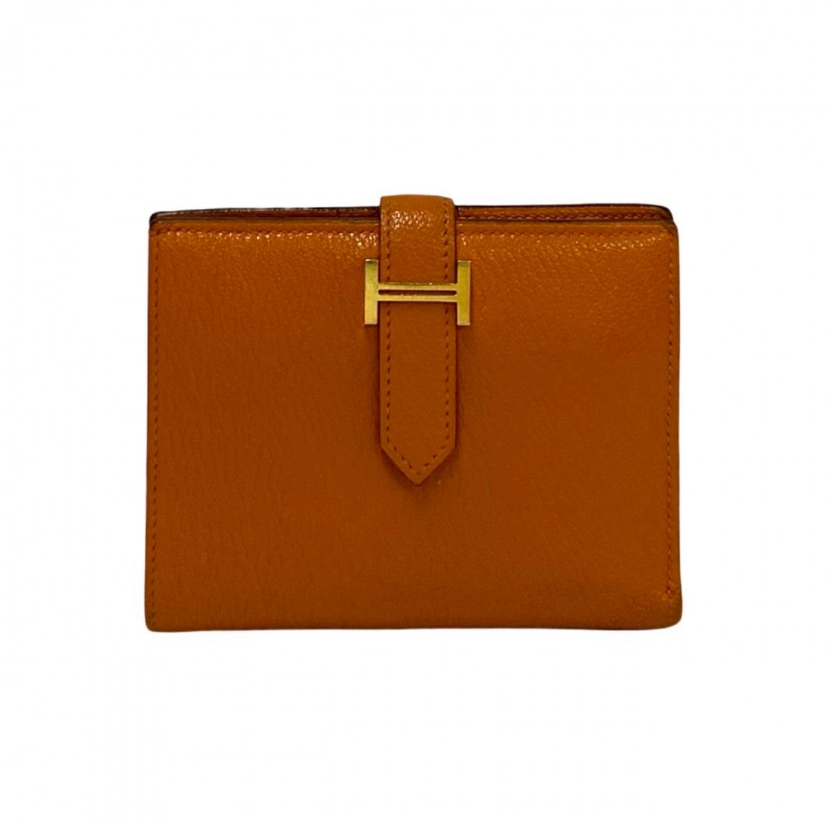 HERMES Bifold Wallet Shave Orange Bean compact