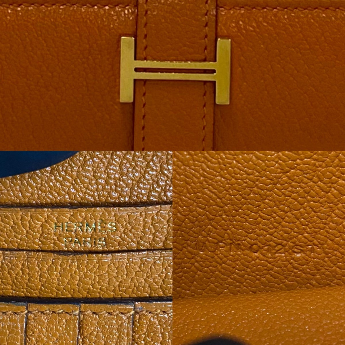 HERMES Bifold Wallet Shave Orange Bean compact